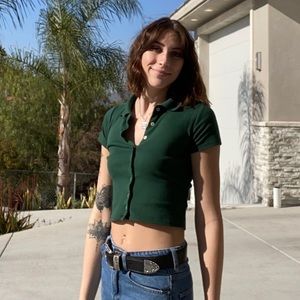 Cropped Brandy buttoned polo